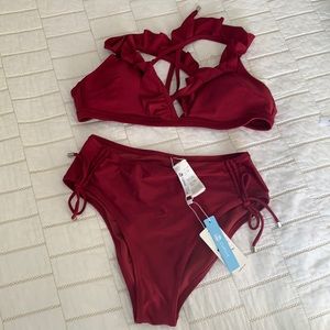 Burgundy two piece bikini